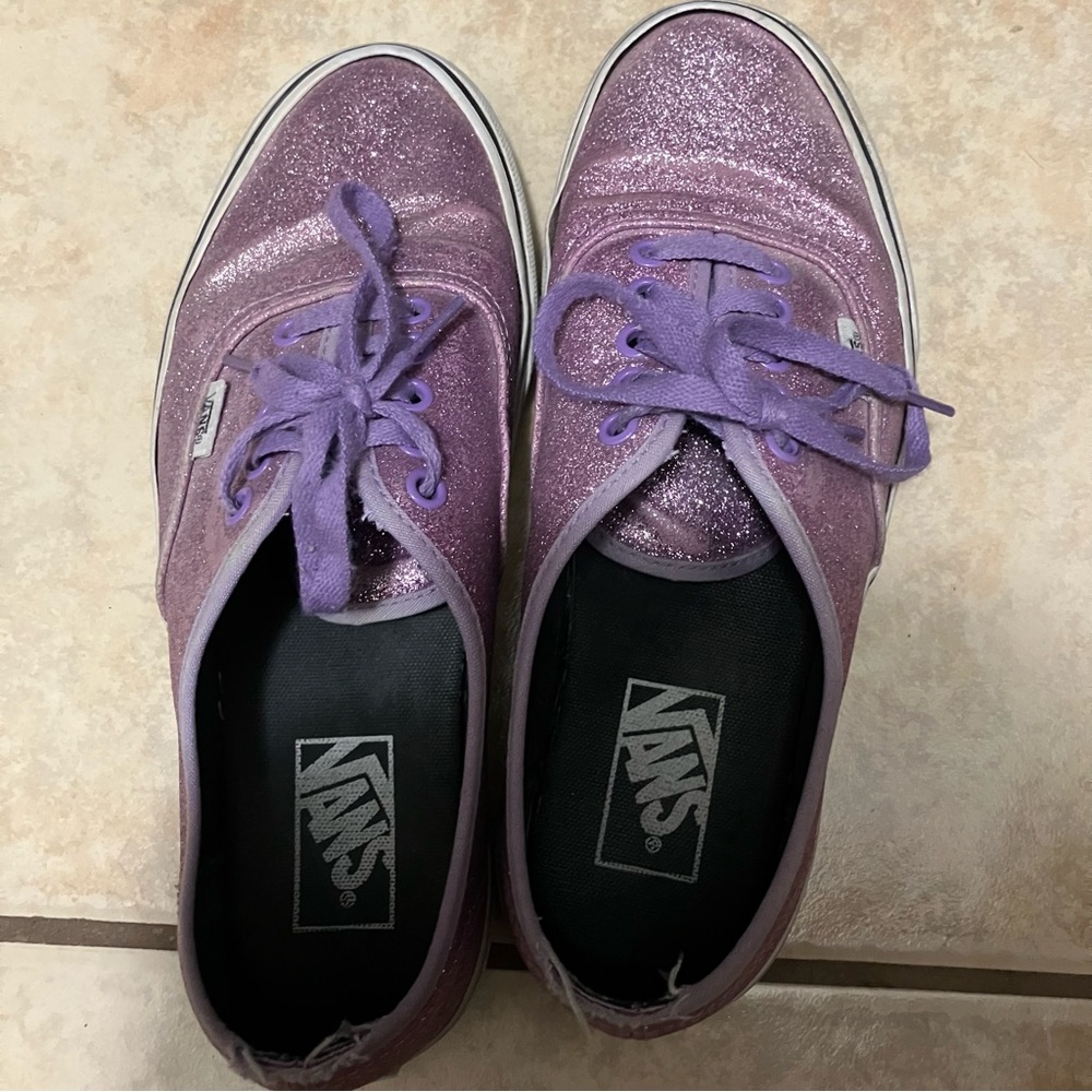 Purple Vans Authentic glitter fairy Shoes Lace Up Mens 7.5 Womens‎ 9 Sneaker